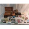 Image 1 : wooden box with post cards photos collection of beer coasters