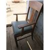 Image 2 : antique oak green leather captains chair