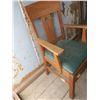 Image 3 : antique oak green leather captains chair