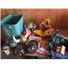 Image 1 : tote of assorted toys, masks, costumes, etc.