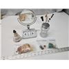 Image 1 : Decorative items - Porcelain makeup mirror, figurine, crystal stones, etc.