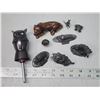 Image 2 : Assorted metal figures - Animals, owl head liquor pourer, etc.