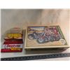 cobble hill puzzle, vintage Dentyne tin, smarty pants card game