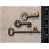 3 antique lock keys