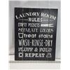 Image 1 : "Laundry Rules" wooden sign - 20"x16"