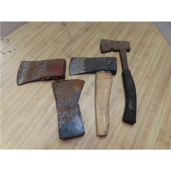 2 hatchets and 2 axe heads