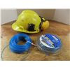 Image 1 : hard hat with ear muffs and weedwhacker wire