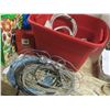 Image 1 : tote of coaxial cable, wiring, etc.