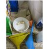Image 2 : assorted auto fluids, paints, funnels, etc.