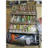 Image 4 : tackle box with large assortment of fish hooks, filet knives, etc.