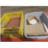 Image 1 : lot of 6"x6" tiles in milk crate and plastic tub