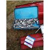Image 2 : toolbox with new & used spark plugs & holder/new case of grease fittings/tin case of sockets & wrenc