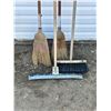 Image 2 : Lot of push / straw brooms & squeegee