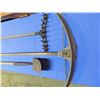 Image 2 : antique rake , post hole shovel