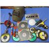 Image 1 : concrete masonry cutting wheels , welding helmet , misc hand tools