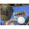 Image 6 : concrete masonry cutting wheels , welding helmet , misc hand tools