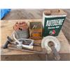 Image 1 : lot of antique oil cans , torque wrench , fuel nozzle