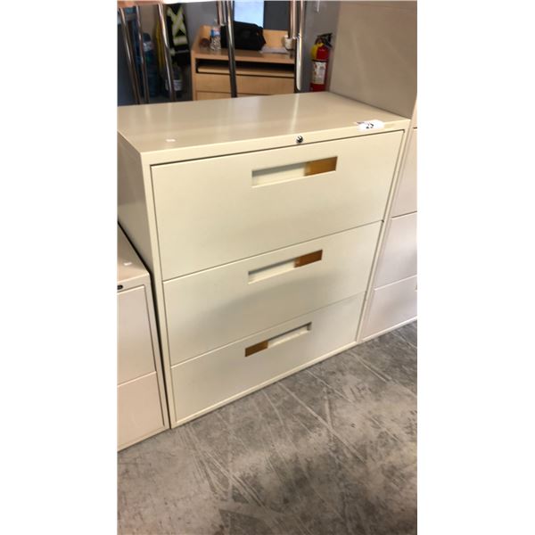 BEIGE 3 DRAWER LATERAL FILE CABINET