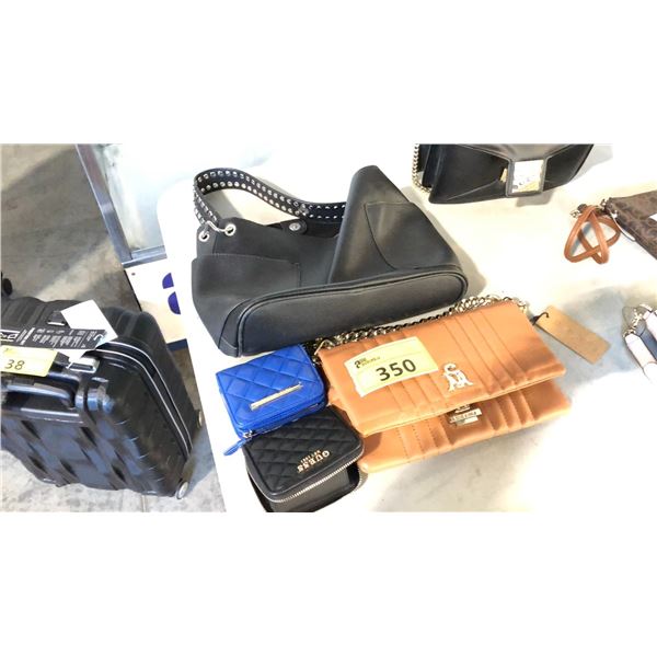 ASSORTED WALLETS AND PURSES INCLUDING STEVE MADDEN BROWN BLACK BLUE  AND GUESS BLACK WALLET