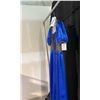 Image 2 : LADIES BLUE SATIN BEADED GOWN, DAILY RENTAL $125.00