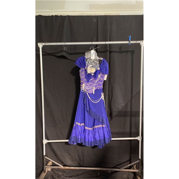 BLUE EMBELLISHED  PRINCESS COSTUME WITH CROWN AND CHOKER