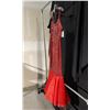 Image 2 : RED SEQUENED FORMAL DRESS, DAILY RENTAL $70.00