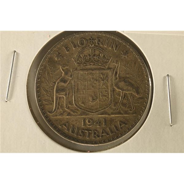 1941 AUSTRALIA SILVER FLORIN .3364 OZ. ASW