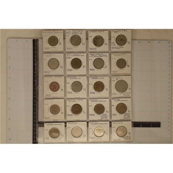 20 ASSORTED JAPANESE METAL GAMING TOKENS