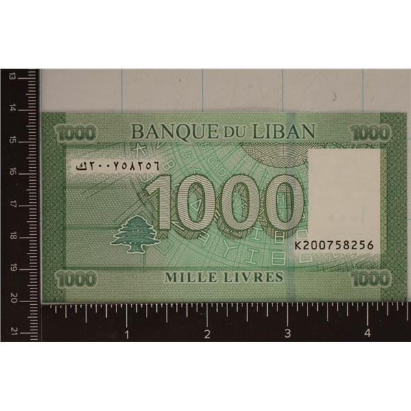 BANK OF LIBAN 1000 LIVRES CU COLORIZED BILL