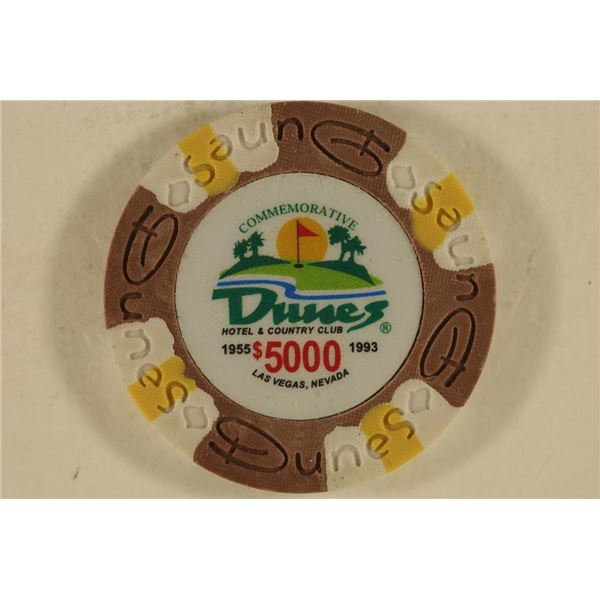 $5000 DUNES CASINO CHIP, 1993 LAS VEGAS, NEVADA