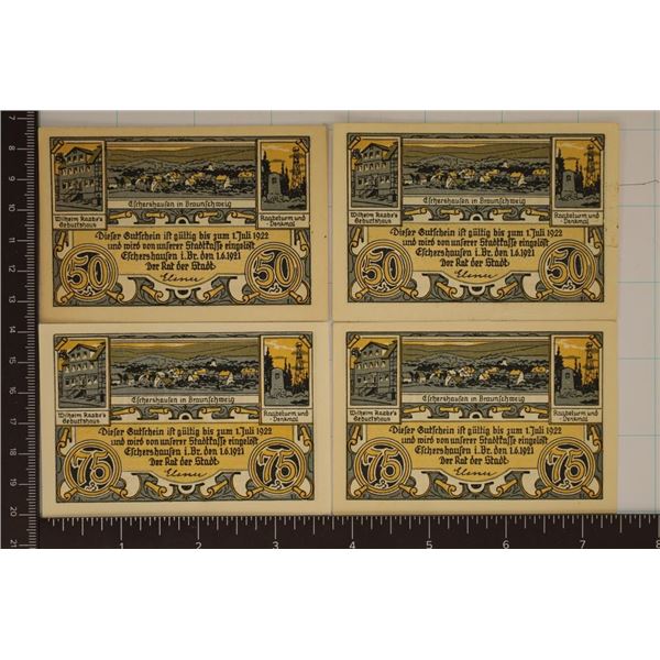 4-1922 GERMAN WILHEIM CU NOTGELDS 2-50 PFENNIGS &