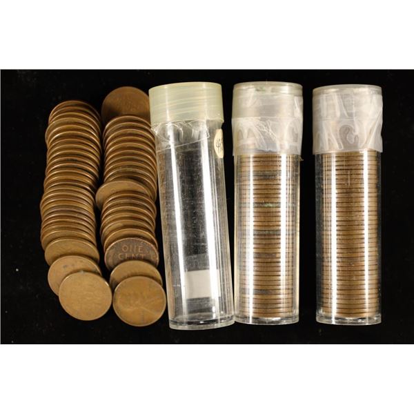 3 SOLID DATE ROLLS OF LINCOLN WHEAT CENTS: 1953-D,