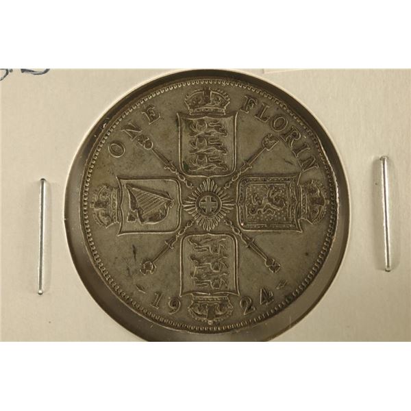 1924 GREAT BRITAIN SILVER 1 FLORIN .1818 OZ. ASW