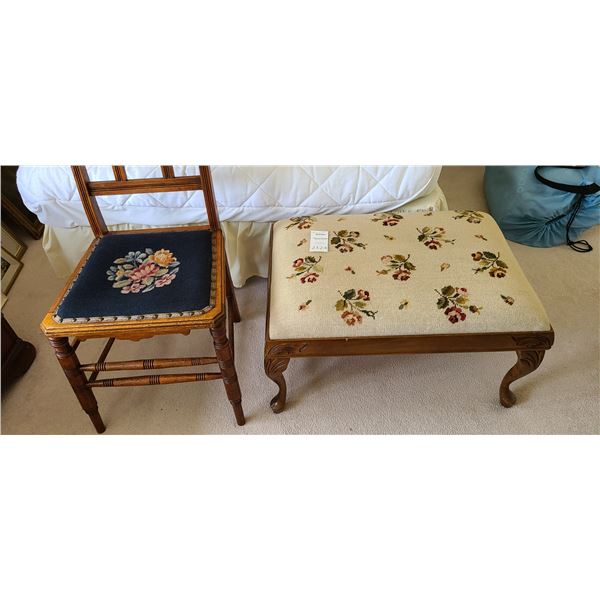 Needlepoint Chair, Stool A