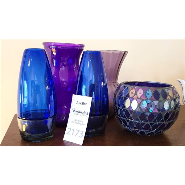 Blue & Purple Glass Vases A