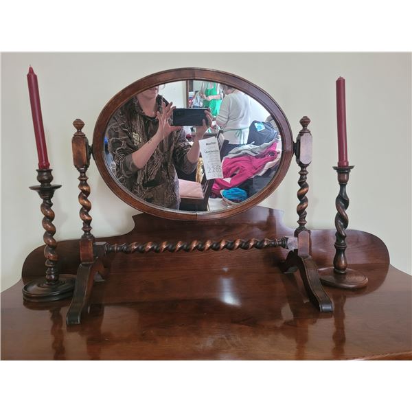 Antique Mirror, candle holders B