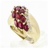 Image 8 : Vintage 14k Yellow Gold 3.32 ctw Marquise Blood Red Ruby Round Diamond Band Ring