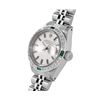 Image 3 : Rolex Ladies Stainless Steel Silver Index Dial Diamond And Emerald Date Watch