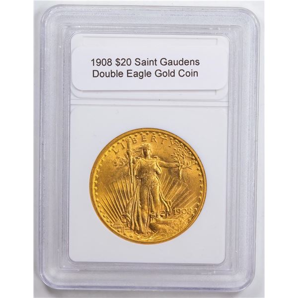 1908 $20 Saint Gaudens Double Eagle Gold Coin