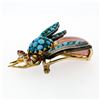 Image 7 : Vintage 14k Gold Silver Ruby Diamond Turquoise Rhodochrosite Bee Fly Brooch Pin