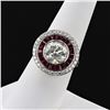Image 2 : 3.18 ctw CENTER Diamond and 1.66 ctw Ruby 18K White Gold Ring (3.64 ctw Diamonds