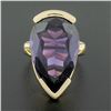 Image 2 : 14k Yellow Gold Large Pear Cut Half Bezel Purple Stone Solitaire Cocktail Ring