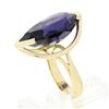 Image 8 : 14k Yellow Gold Large Pear Cut Half Bezel Purple Stone Solitaire Cocktail Ring