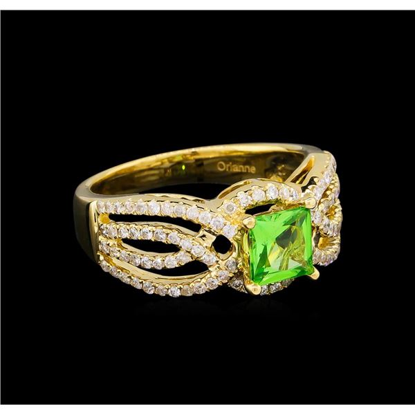 0.92 ctw Tsavorite and Diamond Ring - 14KT Yellow Gold