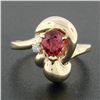 Image 2 : 14k Yellow Gold 1.11 ctw GIA Pear Orange Red Ruby & Round Brilliant Diamond Ring