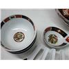 Image 5 : Vintage Chinese Imari soup/rice bowl set - 4 bowls, saucers & spoons - c/w ladle and lid - no chips/