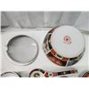 Image 7 : Vintage Chinese Imari soup/rice bowl set - 4 bowls, saucers & spoons - c/w ladle and lid - no chips/