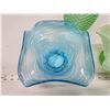 Image 2 : 2 Blown glass bowls - Green and blue & Green glass vase