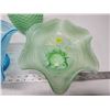 Image 3 : 2 Blown glass bowls - Green and blue & Green glass vase