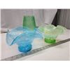 Image 6 : 2 Blown glass bowls - Green and blue & Green glass vase